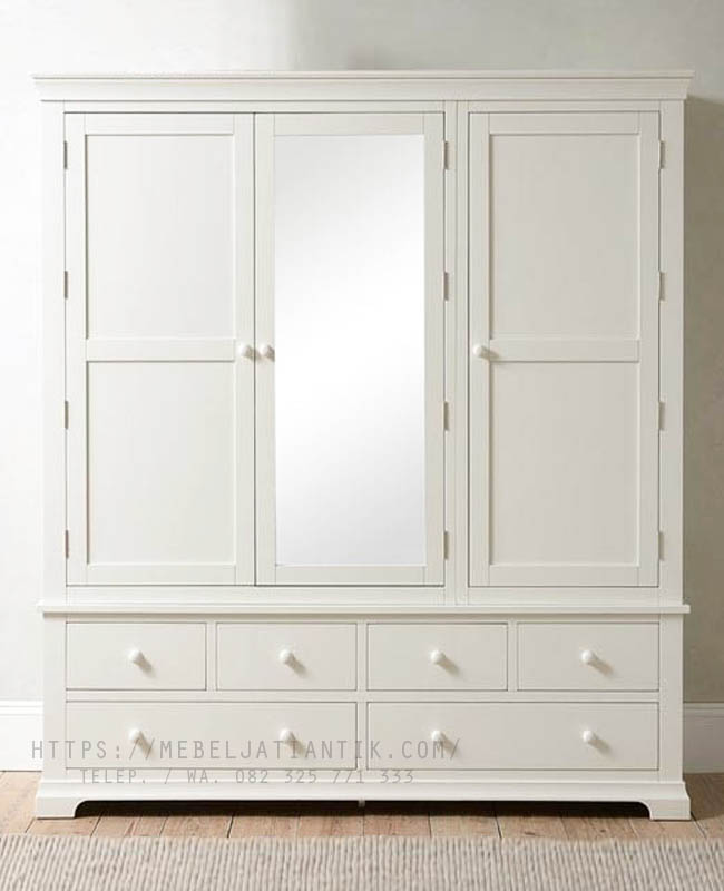 Furniture jepara lemari pakaian 3 pintu putih 11